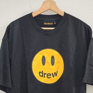 Drew House Black T-Shirt with Yellow Smiley